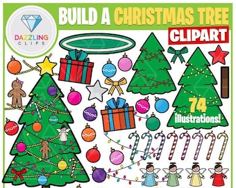 Build a Christmas Tree Clip Art - Children's Activities - Clipart - Instant Download - Make Your Own - Back to School - Christmas Tree