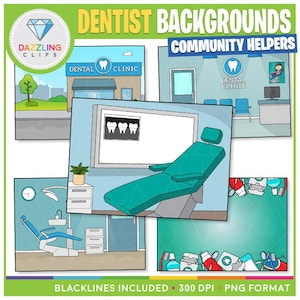 Tła dentystyczne dla społeczności Helpers Clip Art- dla BOOM CARDS, Powerpoint i slajdów! - Śliczne Clipart - Natychmiastowe pobranie