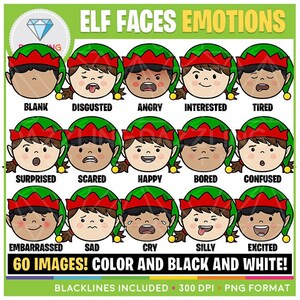 Elf Faces Clipart (emotions) - Clipart - Instant Download - Educational ...