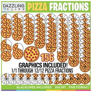 Pizza Fractions Clipart - 156 illustrations! - Instant Download - Educational Clipart - Counting Clipart