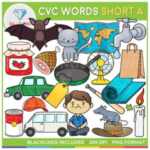 CVC Short A Clip Art - CVC Vocali brevi Clip Art! - Clipart - Download istantaneo - Clipart educative - Inglese - Vocali - Vocabolario