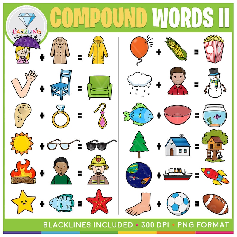 Compound Words Clip Art Clipart Instant Download Educational Clipart
