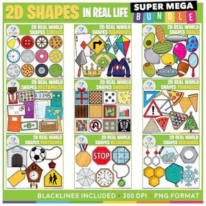 現実世界の2Dシェイプ クリップアートバンドル（デジタルダウンロード）