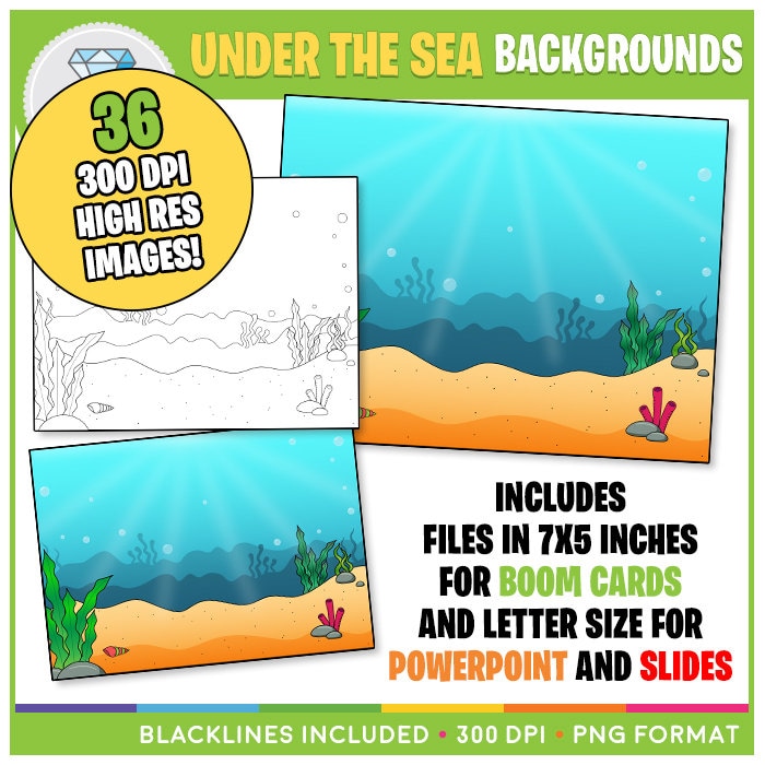 Under the Sea Backgrounds Clip Art for BOOM CARDS, Powerpoint and