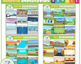 Seasons Backgrounds Clip Art Bundle: Educational Clipart (Digital Download)