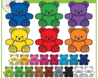 Rainbow Counting Bears Clipart: Math Classroom Graphics (Digital Download)