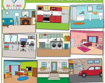 House Interior Clip Art Backgrounds: Boom Cards, PowerPoint (Digital Download)