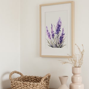 Lavender Watercolor Art Print Floral Wall Art Botanical Poster Modern ...