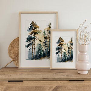 Pine Tree Watercolor Art Print From Original Painting Vermont Landscape ...