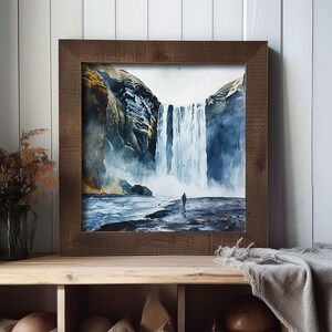 Iceland Painting Skogafoss Waterfall Watercolor Art Print Icelandic ...