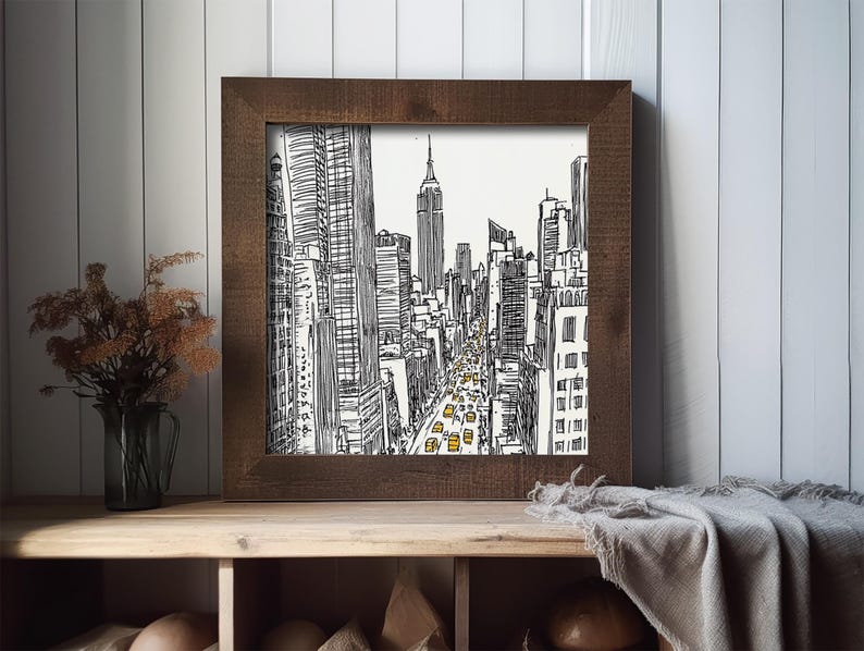 New York Painting NYC Skyline Watercolor Art Print Cityscape Wall Art ...