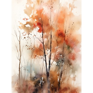 Herbst Bäume Wand Kunst Herbst Wald Aquarell Malerei Espe Herbst Landschaft Colorado Poster Loses Aquarell