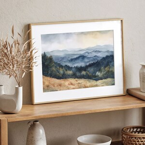 Appalachian Mountains Painting Evergreen Forest Watercolor Art Print Misty Mountains Landscape Wall Art Pine Tree Artwork image 5