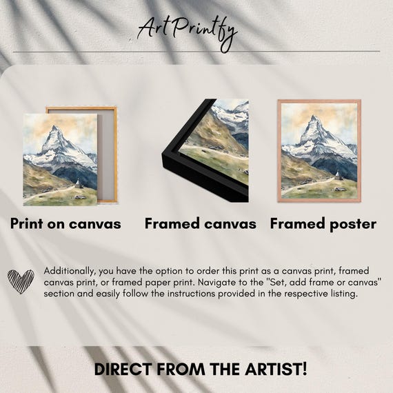 Switzerland Painting Pennine Alps Watercolor Art Print Matterhorn