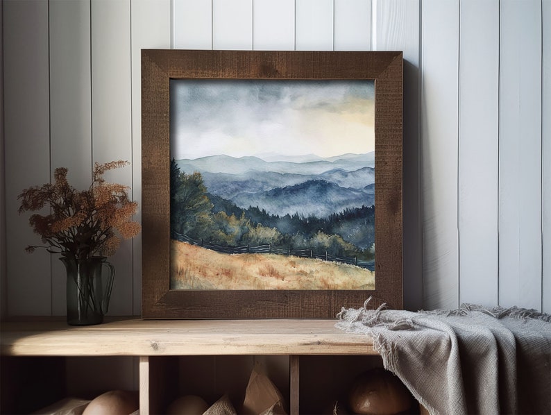 Appalachian Mountains Painting Evergreen Forest Watercolor Art Print Misty Mountains Landscape Wall Art Pine Tree Artwork image 7