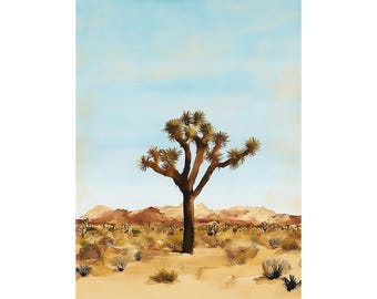 Joshua Tree Painting National Park Watercolor California Landscape Art Print Desert Art Travel Poster