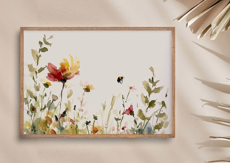 Wildflowers Watercolor Art Print Spring Flowers Painting Floral Wall ...