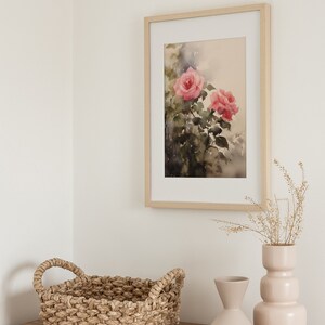 Rose Painting Rosebush Watercolor Floral Art Print Pink Roses Wall Art ...