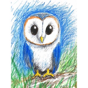 Owl Painting Baby Owl Watercolor Art Print Wild Animal Wall Art Bird Poster Nursery Wall Decor
