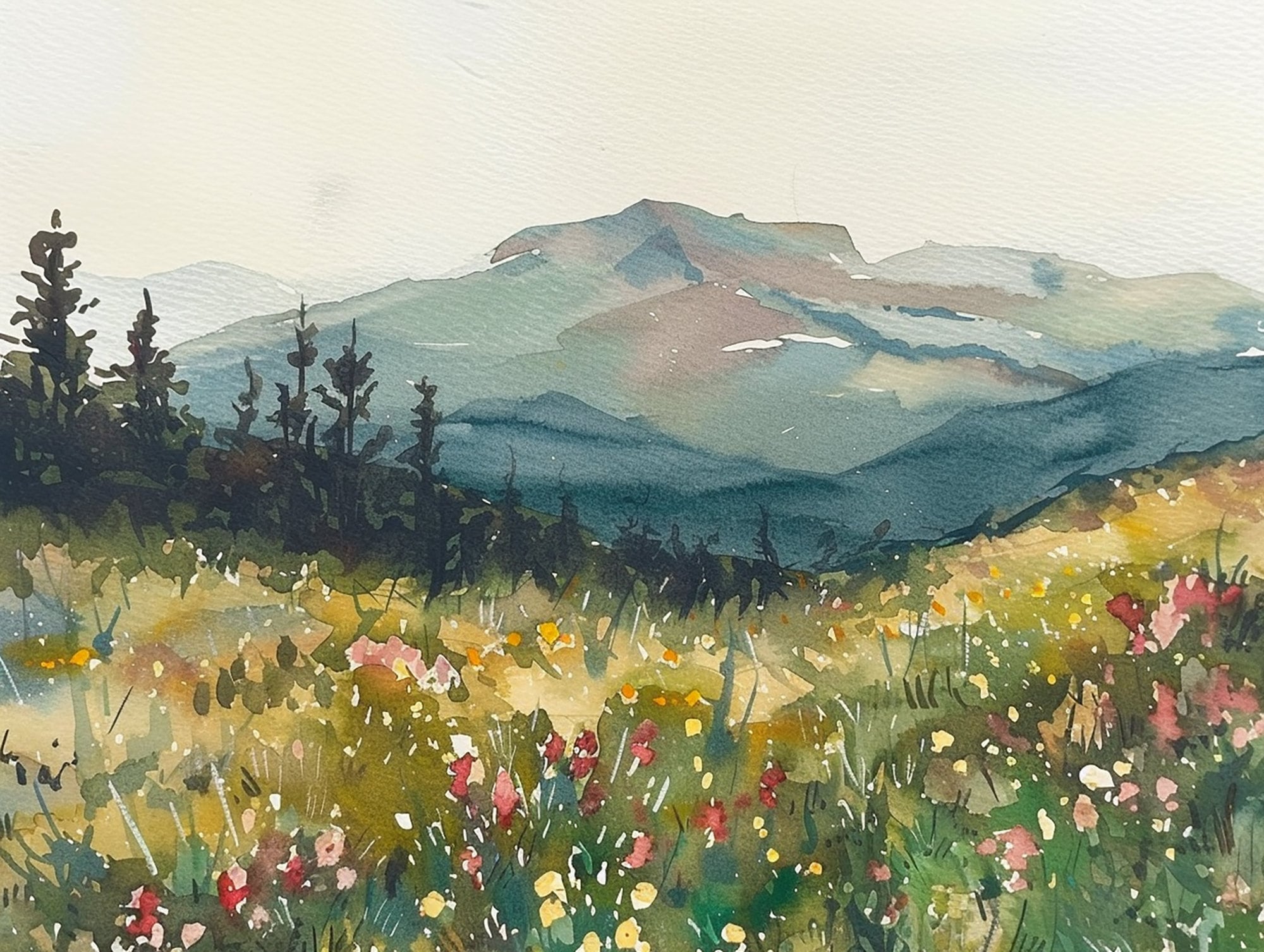 海外購入 洋書 Wildflowers in Watercolour＊インテリア Summer Flowers Painting Colorado Watercolor Art Print Rocky