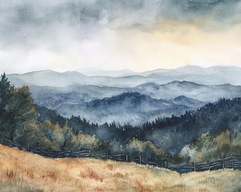 氷河の絵画 ハイキングトレイル 水彩画 アートプリント 国立公園 壁