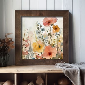 Wildflowers Painting Spring Flower Watercolor Art Print Field of ...