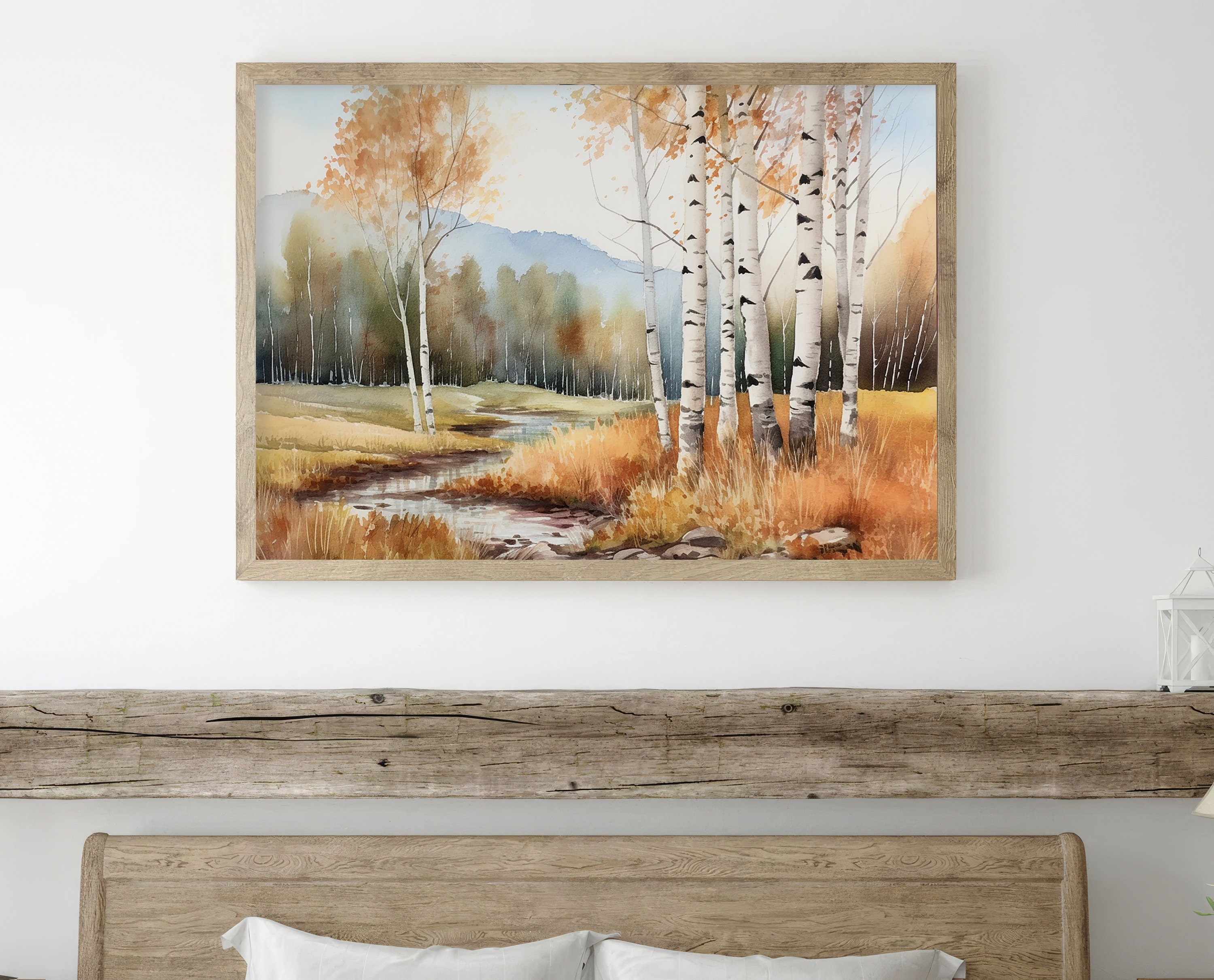 Birch Forest Painting Aspen Landscape Watercolor Fall Trees Art Print ...