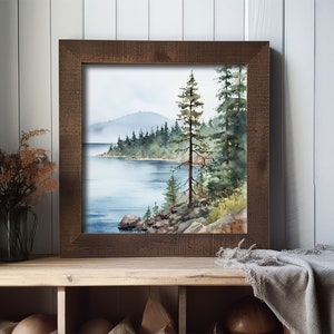 Tahoe Art Print Lake Landscape Wall Art California Watercolor Pine ...