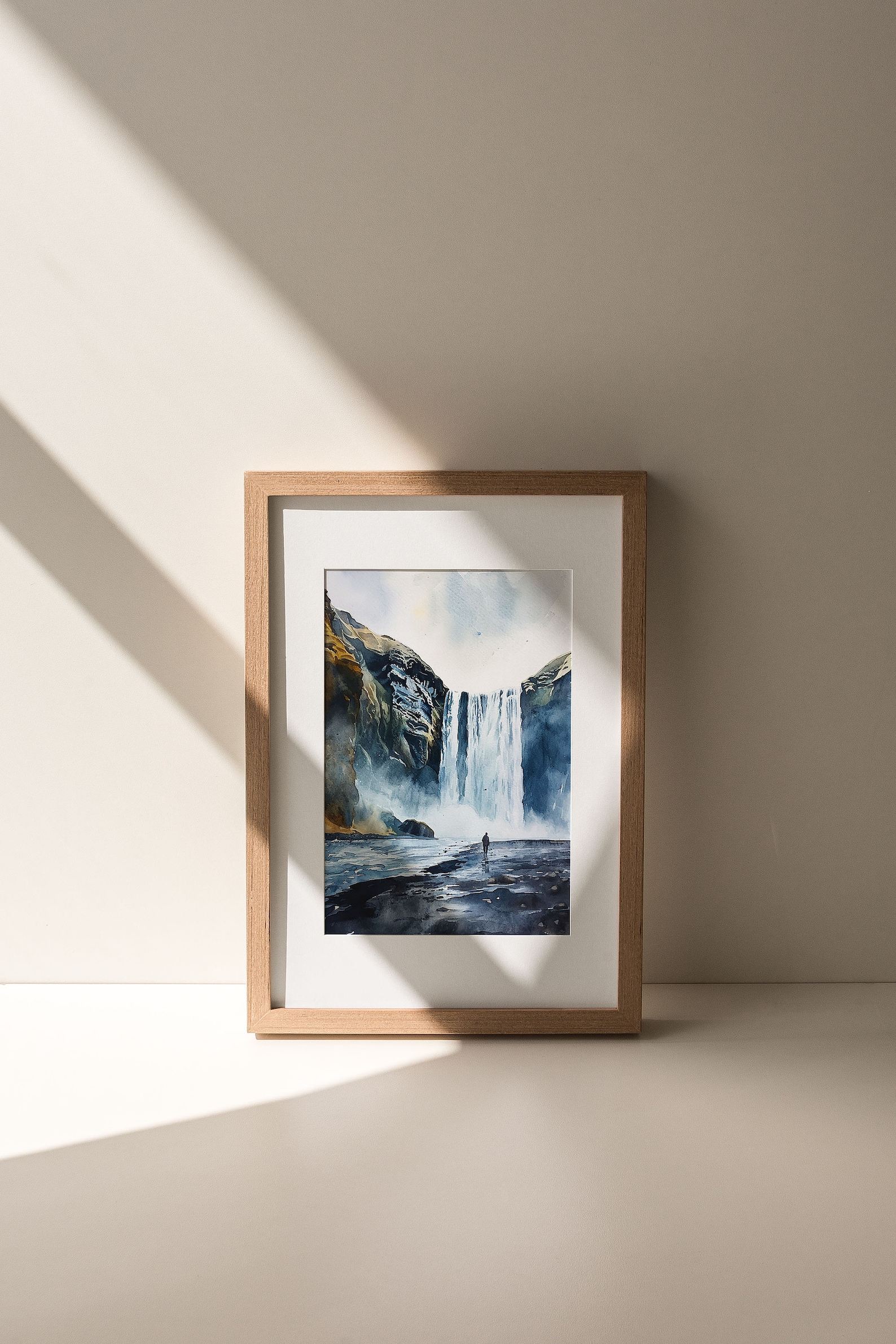 Iceland Painting Skogafoss Waterfall Watercolor Art Print Icelandic ...