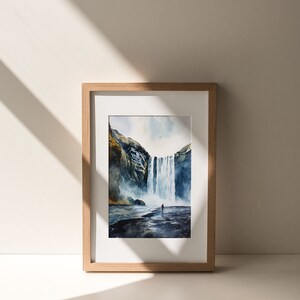 Iceland Painting Skogafoss Waterfall Watercolor Art Print Icelandic ...