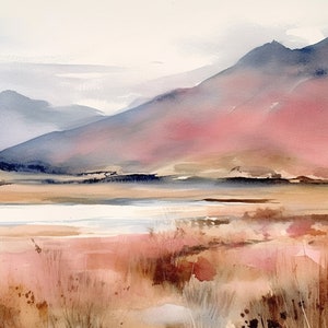 Outer Hebrides Painting Scotland Watercolor Print Scottish Hills Landscape Wall Art Large Art Print