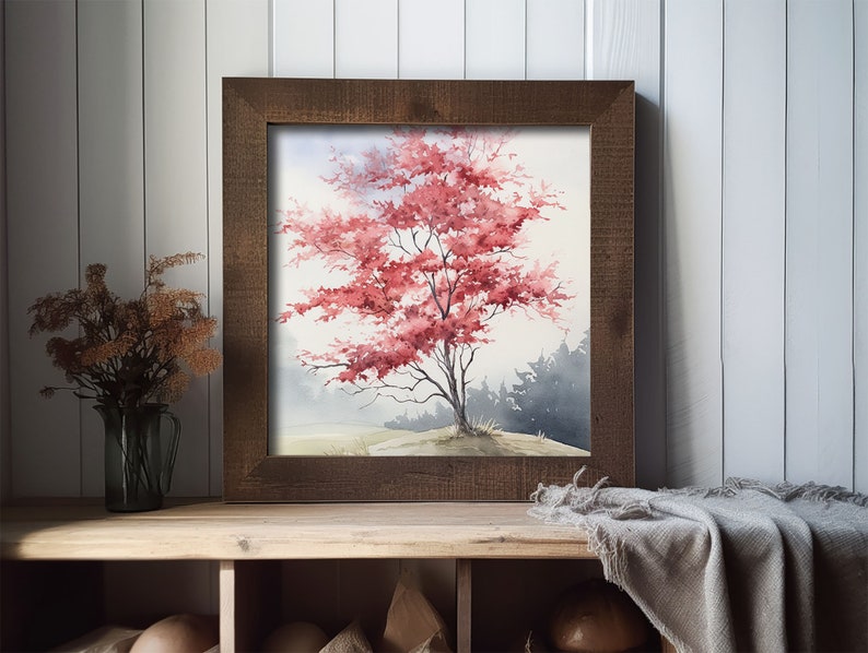Red Maple Tree Painting Watercolor Art Print Shenandoah Virginia Wall ...