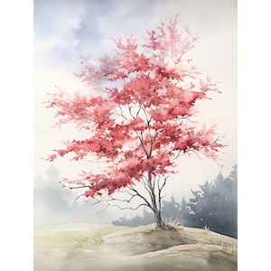 Rotahorn Malerei Herbst Baum Aquarell Druck Shenandoah National Park Wand Kunst Herbst Wald Virginia Natur Poster