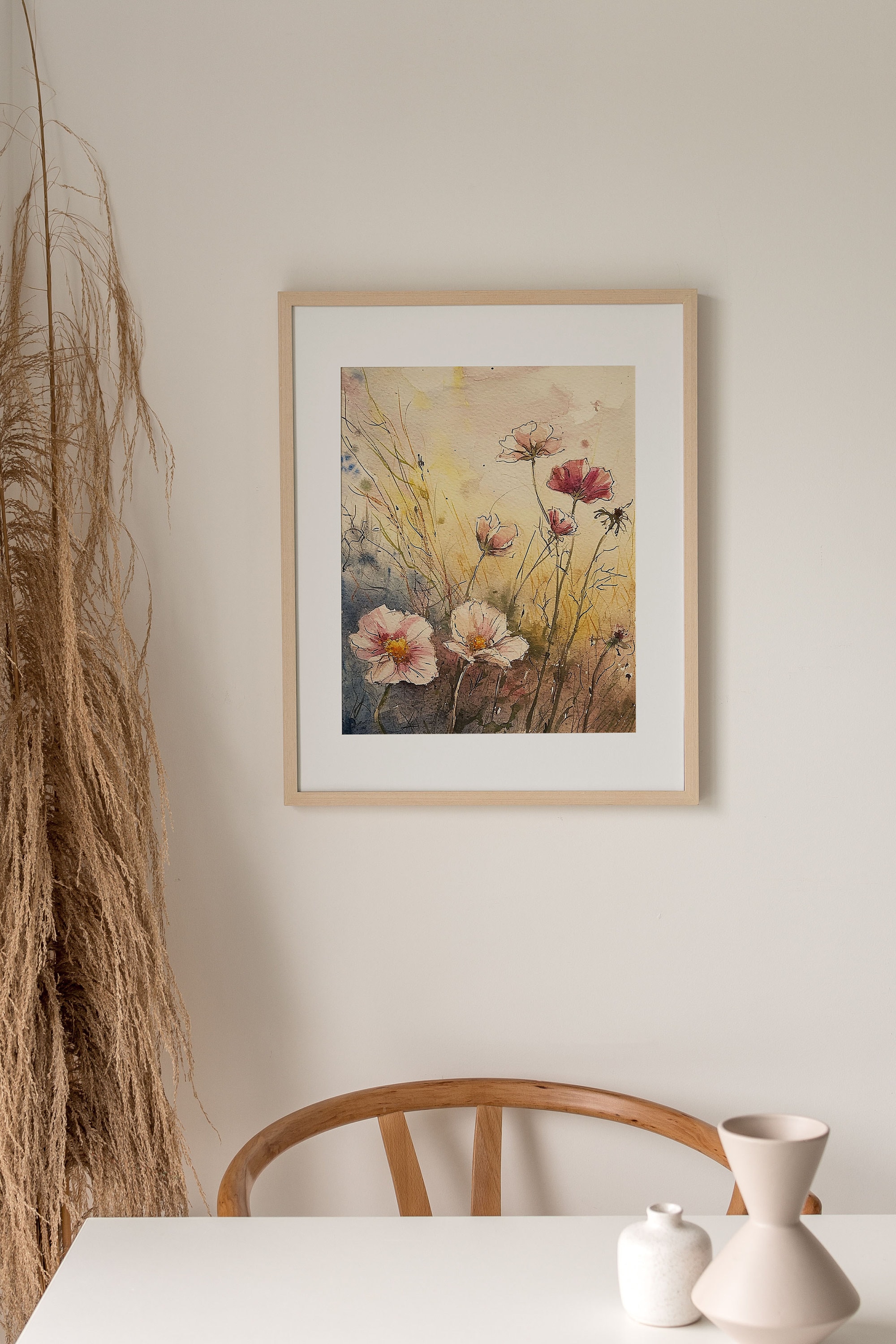 Wildflowers Painting Watercolor Art Print Modern Farmhouse Bedroom Wall ...