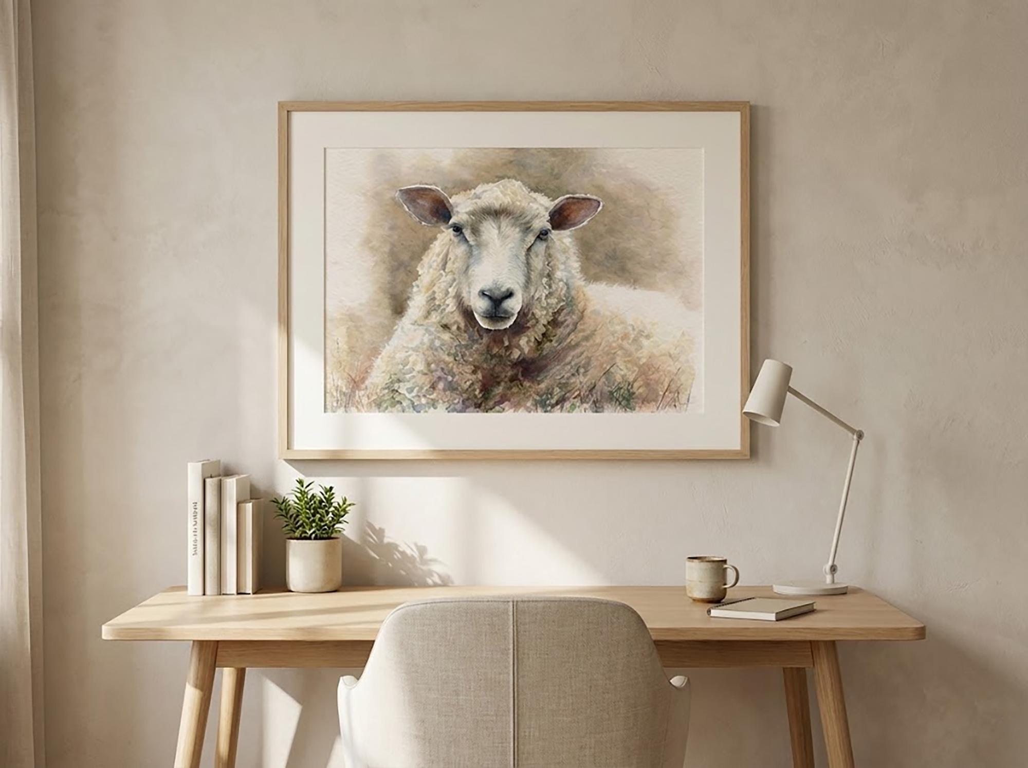 Sheep Portrait Painting Watercolor Art Print Farmhouse Nursery Wall Art ...