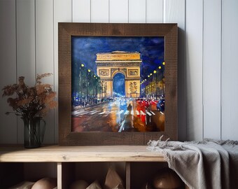 Paris Painting Arc De Triomphe Watercolor Art Print Parisian Scene