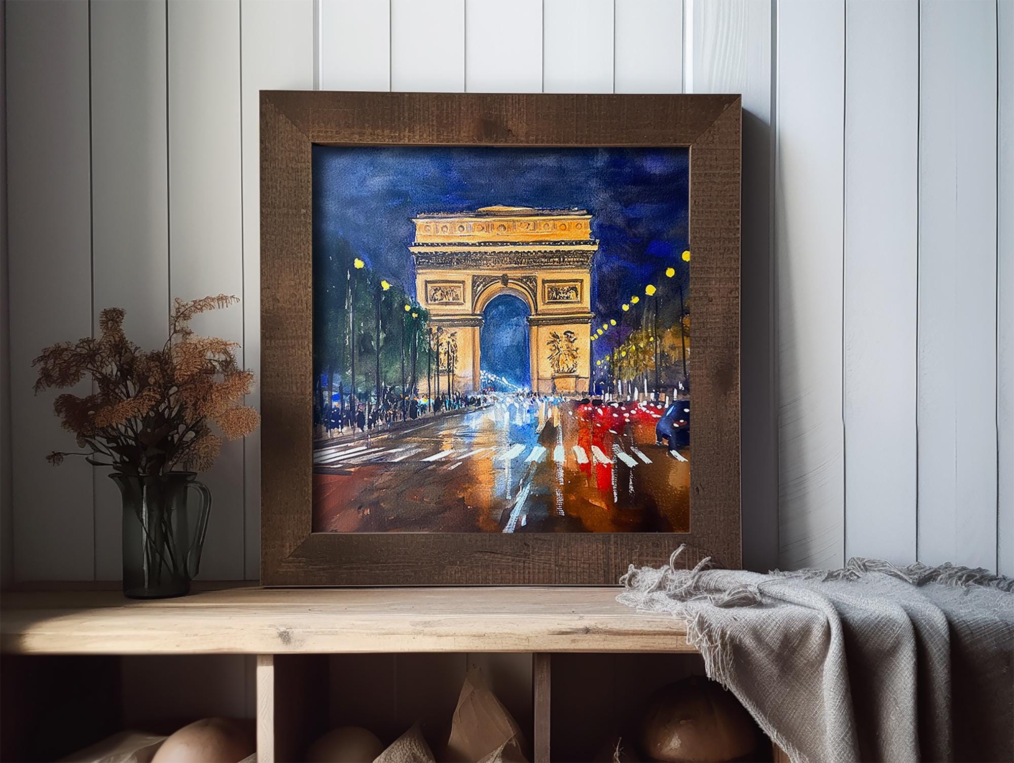 Paris Painting Arc De Triomphe Watercolor Art Print Parisian Scene