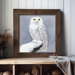 Snowy Owl Painting Winter Bird Watercolor Art Print Wild Animal Wall ...