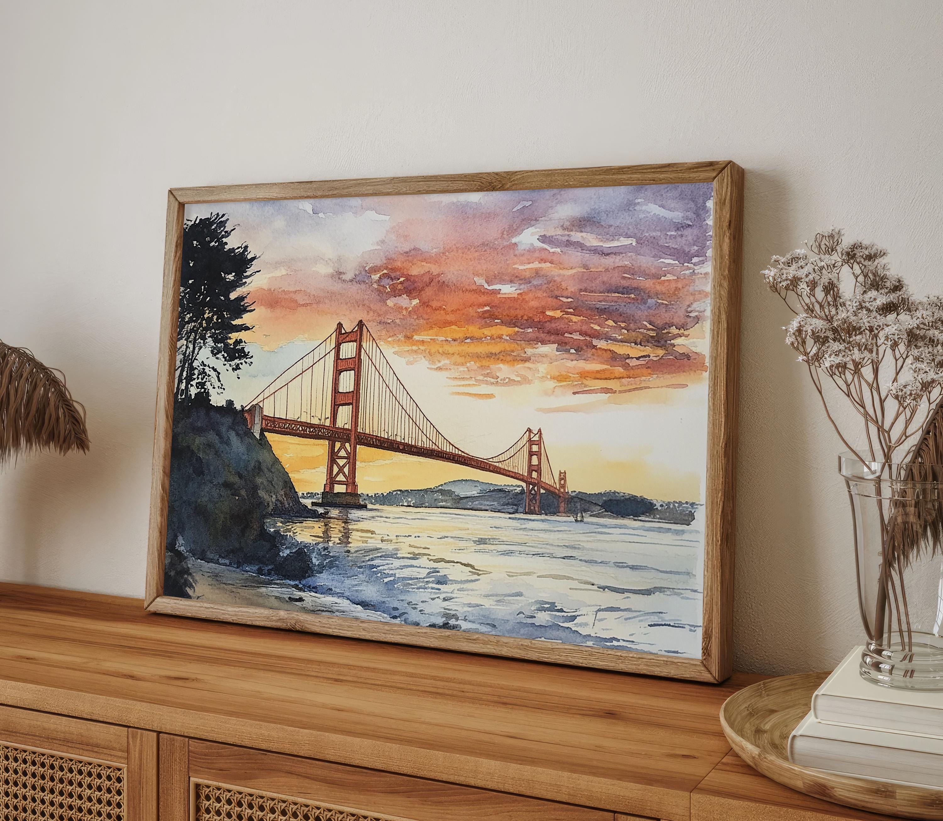 ヴィンテージ アクリルペイント ゴールデンゲートブリッジ 風景