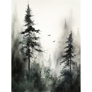 Kiefern Malerei Black Hills Kunstdruck National Forest Landschaft Nebligen Wald Wand Kunst Pines Kunstwerk