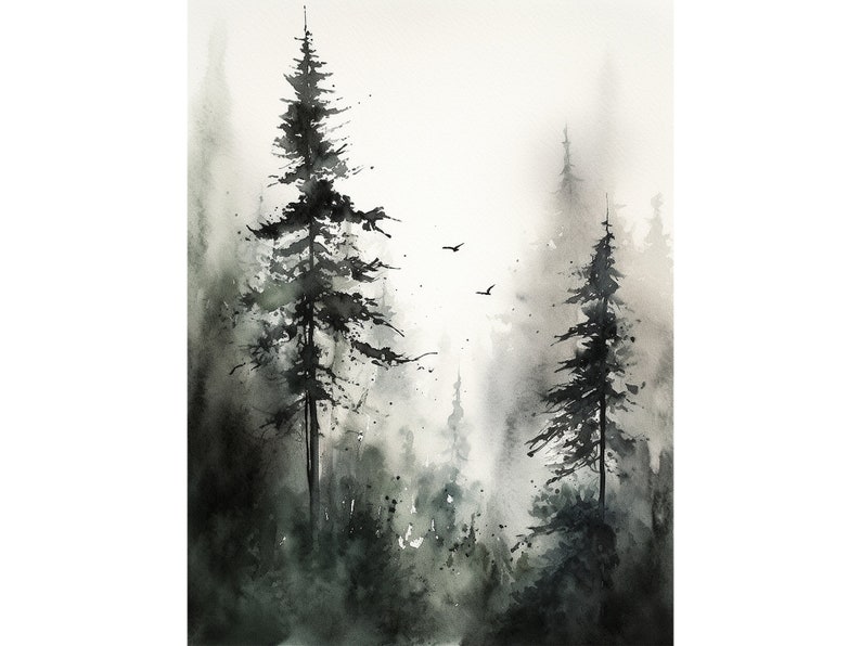 Pine Trees Painting Black Hills Art Print National Forest Landscape ...