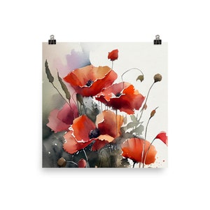 Poppy Painting Floral Watercolor Art Print Flowers Large Wall Art ...