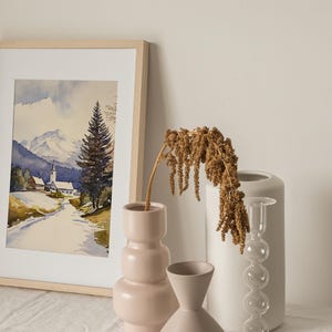 Stowe Painting Vermont Watercolor Art Print Winter Landscape Wall Art Snowy Road Art Snowfall Print
