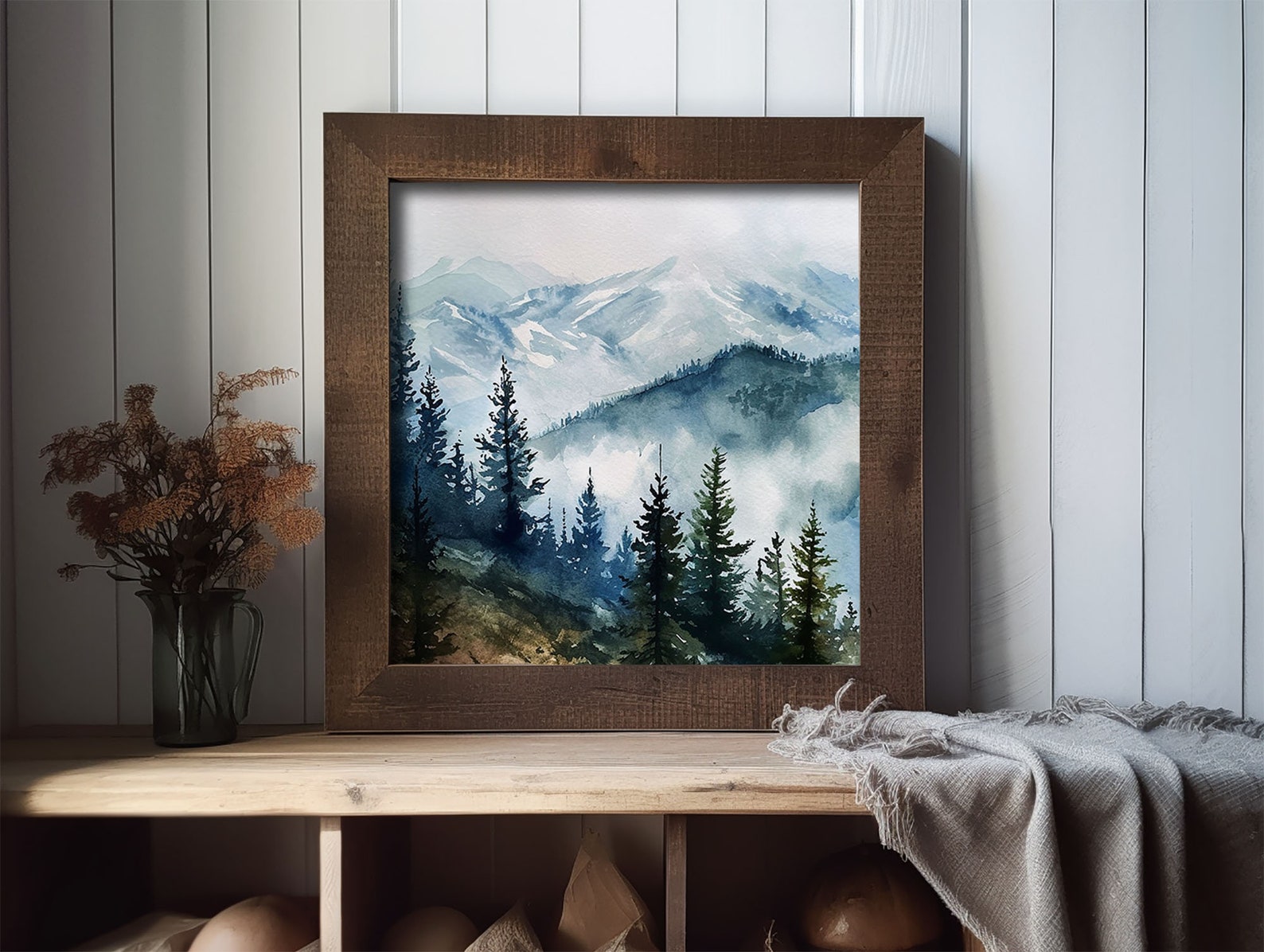 pine-forest-painting-blue-ridge-mountains-watercolor-art-print-misty