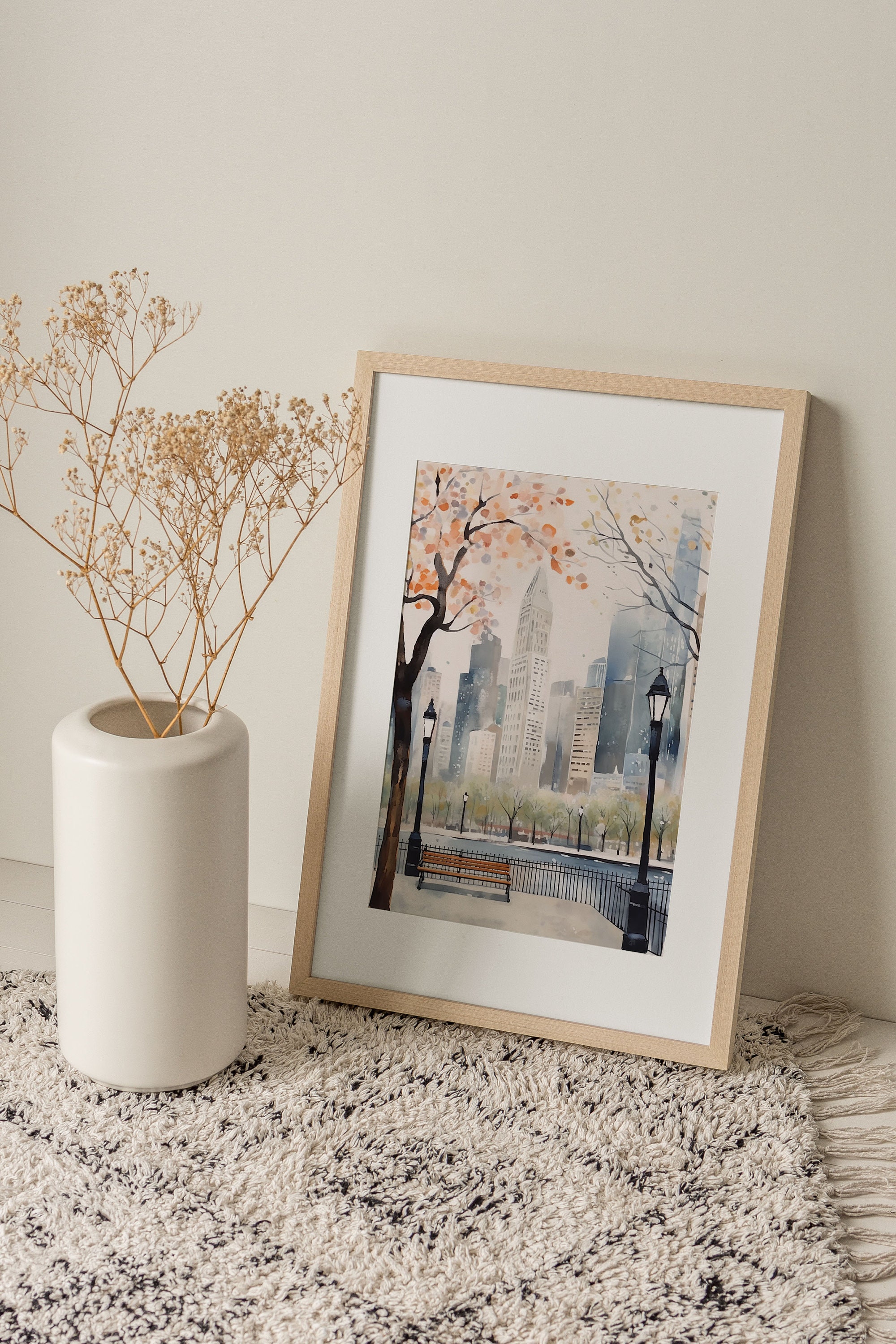 New York Painting NYC Skyline Watercolor Art Print Spring Cityscape ...