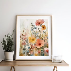 Wildflowers Painting Spring Flower Watercolor Art Print Field of ...