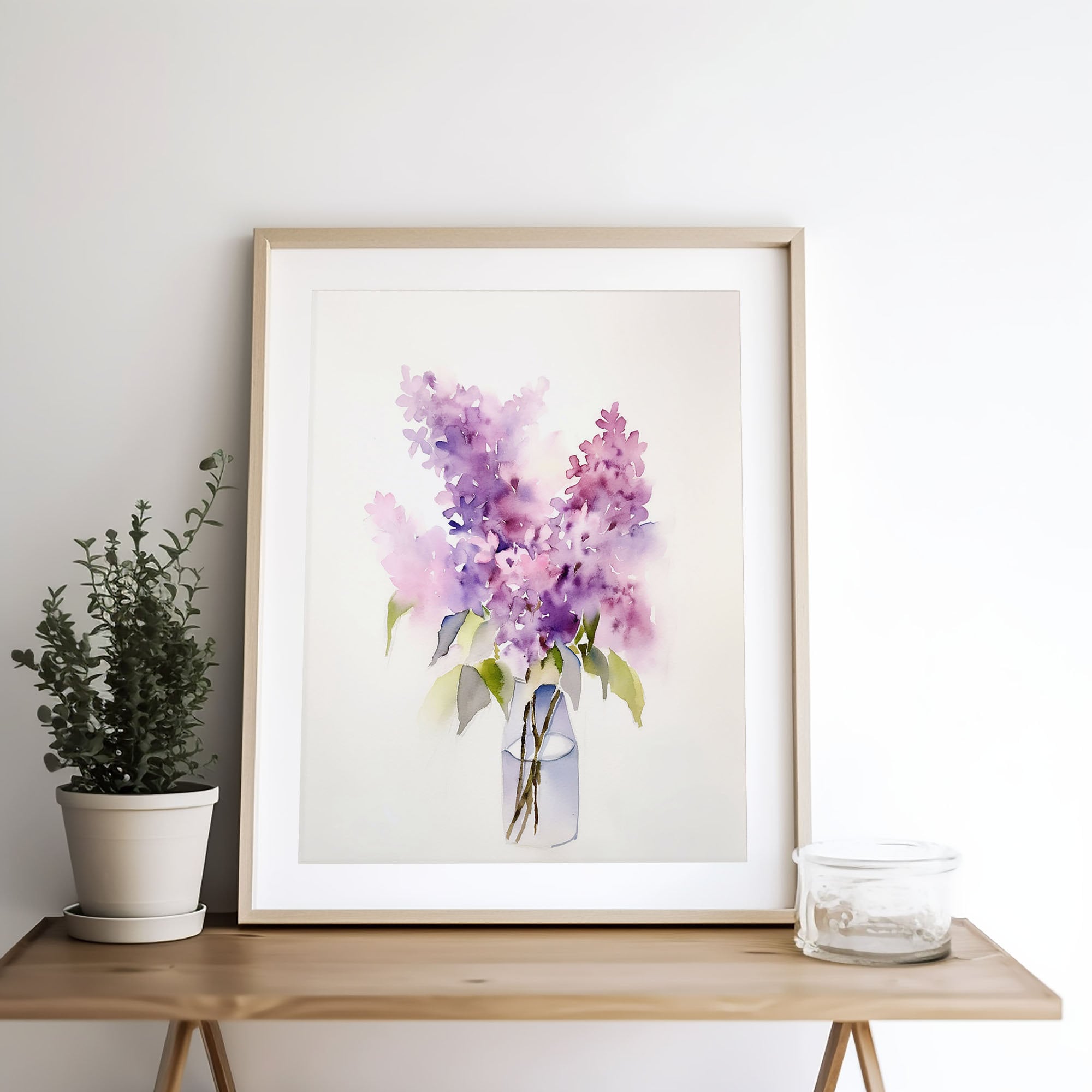 Lilac Painting Floral Watercolor Print Purple Flowers Wal Art Botanical ...