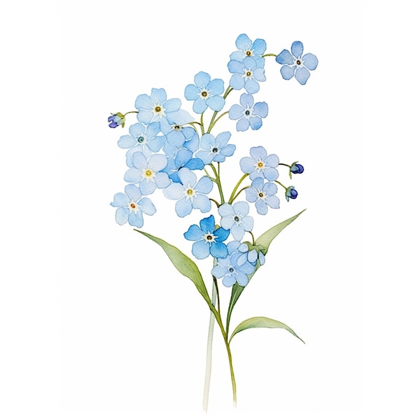 Forget-Me-Nots Painting Floral Art Print Flower Watercolor Art Blue Flowers Wall Art Bedroom Wall Decor