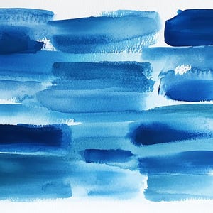 Abstract Brushstrokes Watercolor Art Blue Green Coastal Painting Abstract Seascape Wall Art Beach House Decor