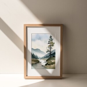 Idaho Painting Mountain River Landscape Watercolor Pine Tree Art Print ...